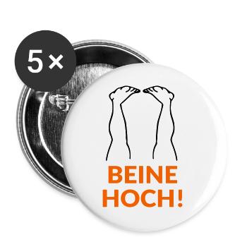 Motivation Beine Hoch - Buttons groß 56 mm (5er Pack) - Weiß - Vorne