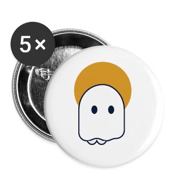 Moon Ghost – Minimaler Geist in Mondsichel - Buttons groß 56 mm (5er Pack) - Weiß - Vorne
