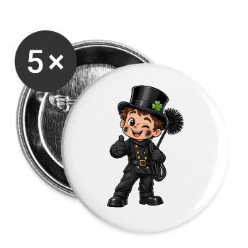 Schornsteinfeger Kawaii Style – Süßer Glücksbringe - Buttons groß 56 mm (5er Pack) - Weiß - Vorne