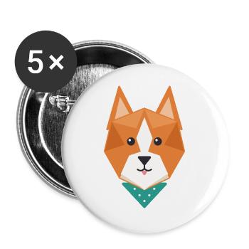 Geometrischer Fuchs - Buttons groß 56 mm (5er Pack) - Weiß - Vorne