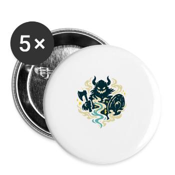 Dämonischer Krieger mit Axt - Buttons groß 56 mm (5er Pack) - Weiß - Vorne