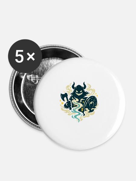 Dämonischer Krieger mit Axt - Buttons groß 56 mm (5er Pack) - Weiß