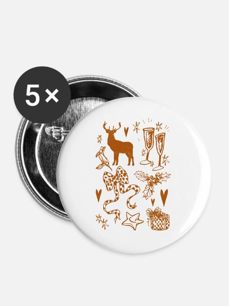 WEIHNACHTSSAMMLUNG - Buttons groß 56 mm (5er Pack) - Weiß