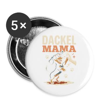 Dackel Mama Pfoten High Five Hundeliebe Spruch - Buttons groß 56 mm (5er Pack) - Weiß - Vorne