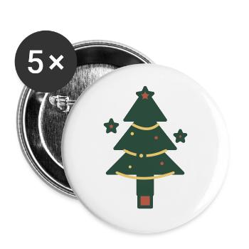 Minimaler Weihnachtsbaum mit Lichtern - Buttons groß 56 mm (5er Pack) - Weiß - Vorne