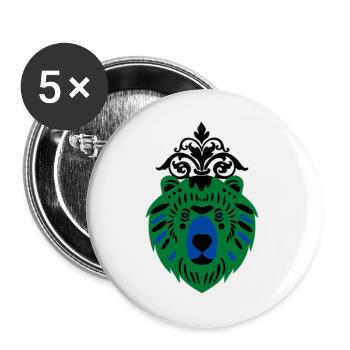 Bär in Grün-Blau - Buttons groß 56 mm (5er Pack) - Weiß - Vorne