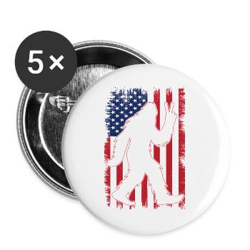 American Flag Bigfoot Yeti Patriotic Forest - Buttons groß 56 mm (5er Pack) - Weiß - Vorne