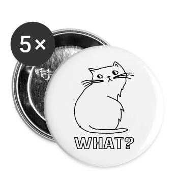 Niedliche Katze What - Buttons groß 56 mm (5er Pack) - Weiß - Vorne