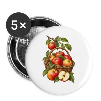 Apfelernte im Garten - Buttons groß 56 mm (5er Pack) - Weiß - Vorne