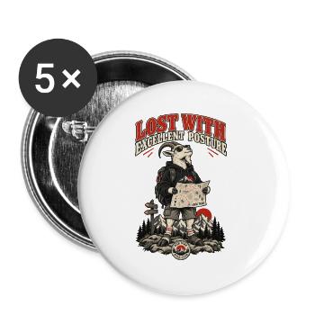 RobVibe Wildclub – Verlorene Bergziege - Buttons groß 56 mm (5er Pack) - Weiß - Vorne