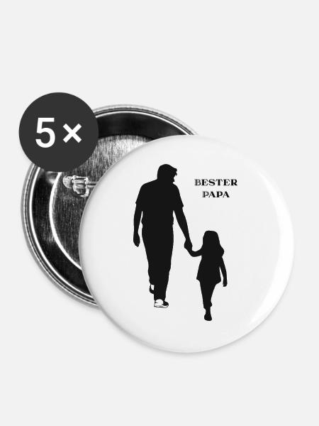 Bester Papa - Buttons groß 56 mm (5er Pack) - Weiß
