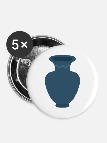 Azure Vase Silhouette Art - Buttons groß 56 mm (5er Pack) - Weiß