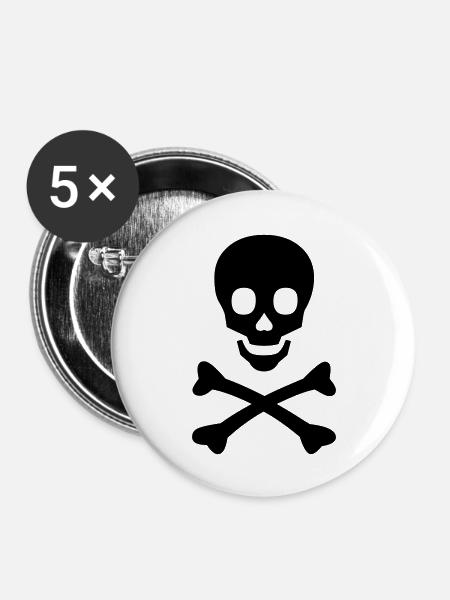 Totenschädel - Buttons groß 56 mm (5er Pack) - Weiß