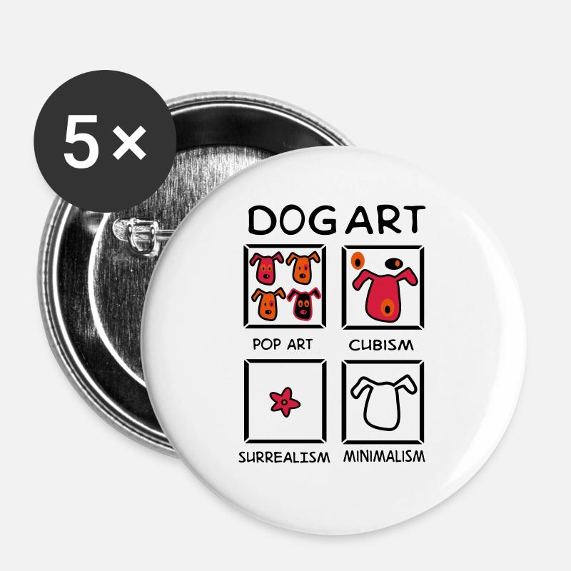 Hund - Buttons groß 56 mm (5er Pack) - Weiß