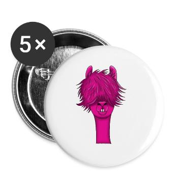 Cadeau animal d'alpaga rose lama lama - Lot de 5 grands badges (56 mm) - blanc - Devant