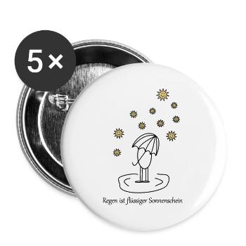 Regen ist flüssiger Sonnenschein farbig - Buttons groß 56 mm (5er Pack) - Weiß - Vorne