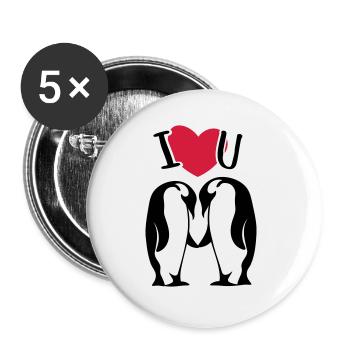Couple pingouin couple amoureux pingouin - Lot de 5 grands badges (56 mm) - blanc - Devant