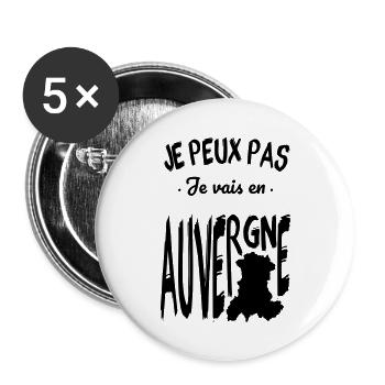 Je peux pas je vais en Auvergne - Lot de 5 grands badges (56 mm) - blanc - Devant