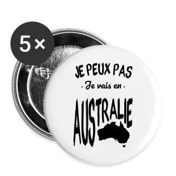Je peux pas je vais en Australie - Lot de 5 grands badges (56 mm) - blanc - Devant