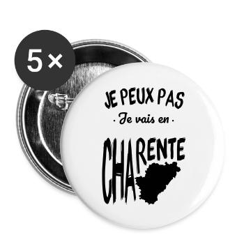Je peux pas je vais en Charente - Lot de 5 grands badges (56 mm) - blanc - Devant