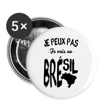 Je peux pas je vais au Brésil - Lot de 5 grands badges (56 mm) - blanc - Devant