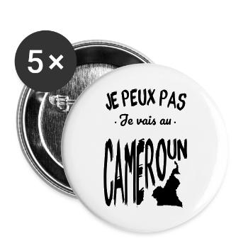 Je peux pas je vais au Cameroun - Lot de 5 grands badges (56 mm) - blanc - Devant