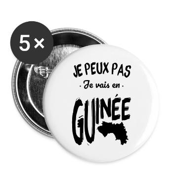 Je peux pas je vais en Guinée - Lot de 5 grands badges (56 mm) - blanc - Devant