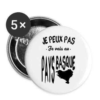 Mode Basque activé - Lot de 5 grands badges (56 mm) - blanc - Devant