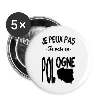 Je peux pas je vais en Pologne - Lot de 5 grands badges (56 mm) - blanc - Devant