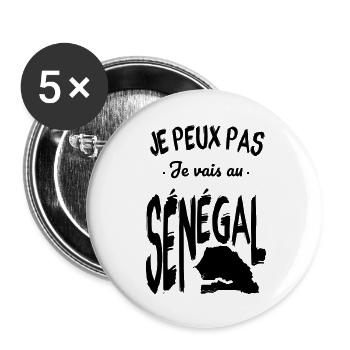 Je peux pas je vais au Sénégal - Lot de 5 grands badges (56 mm) - blanc - Devant