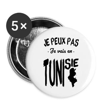 Je peux pas je vais en Tunisie - Lot de 5 grands badges (56 mm) - blanc - Devant