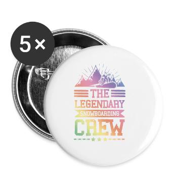 Legendary Snowboarding crew - Buttons groß 56 mm (5er Pack) - Weiß - Vorne