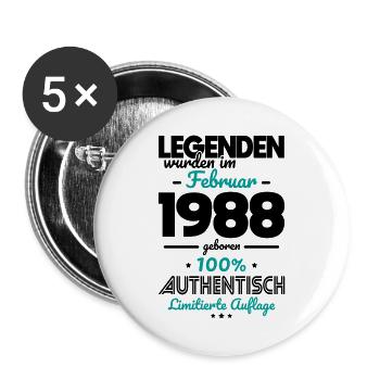 35. Geburtstag - Legenden wurden im Februar 1988 - Buttons groß 56 mm (5er Pack) - Weiß - Vorne