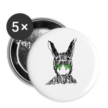Âne, Dessin, Lunettes de soleil,Rétro, Vintage - Lot de 5 grands badges (56 mm) - blanc - Devant