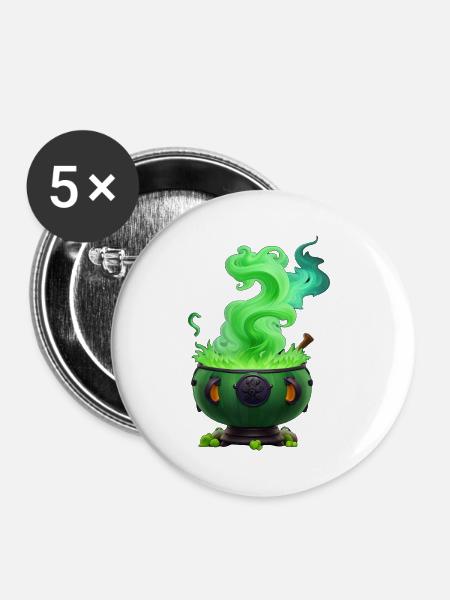 Hexenkessel - Buttons groß 56 mm (5er Pack) - Weiß
