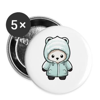 Polar Bear Winter Polar Bear Comic - Buttons large 2.2''/56 mm (5-pack) - white - Front