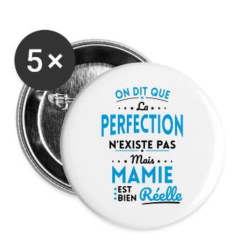 La Perfection n'existe pas Mais Mamie est Réelle - Lot de 5 grands badges (56 mm) - blanc - Devant