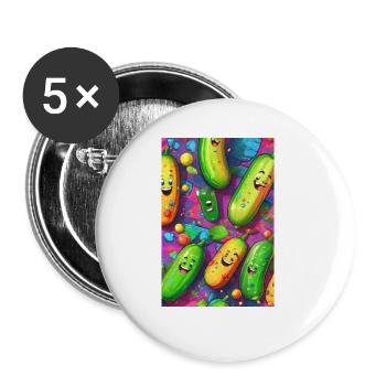 Gurken, Gurke, Graffiti,lachende Gurken, bunt - Buttons groß 56 mm (5er Pack) - Weiß - Vorne