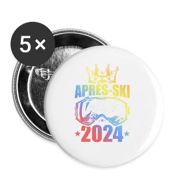 Après Ski 2024 Mountains Saying Colorful - Buttons large 2.2''/56 mm (5-pack) - white - Front