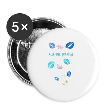 Sirène, Bisous, Sous L’eau, Lèvres Bleues - Lot de 5 grands badges (56 mm) - blanc - Devant