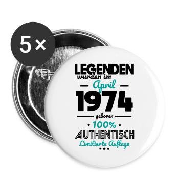 50e anniversaire - Les légendes ont été créées en avril 1974 - Lot de 5 grands badges (56 mm) - blanc - Devant