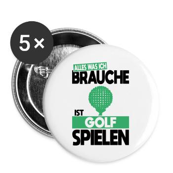 All I need is to play golf - Buttons large 2.2''/56 mm (5-pack) - white - Front