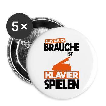All I need is to play the piano - Buttons large 2.2''/56 mm (5-pack) - white - Front