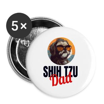 Shih Tzu Löwenhunde Chrysanthemenhund Shih Tzu - Buttons groß 56 mm (5er Pack) - Weiß - Vorne