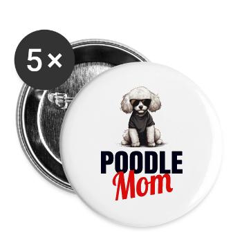 Pudel Hundeliebhaber Hundebesitzer Haustier Pudel - Buttons groß 56 mm (5er Pack) - Weiß - Vorne