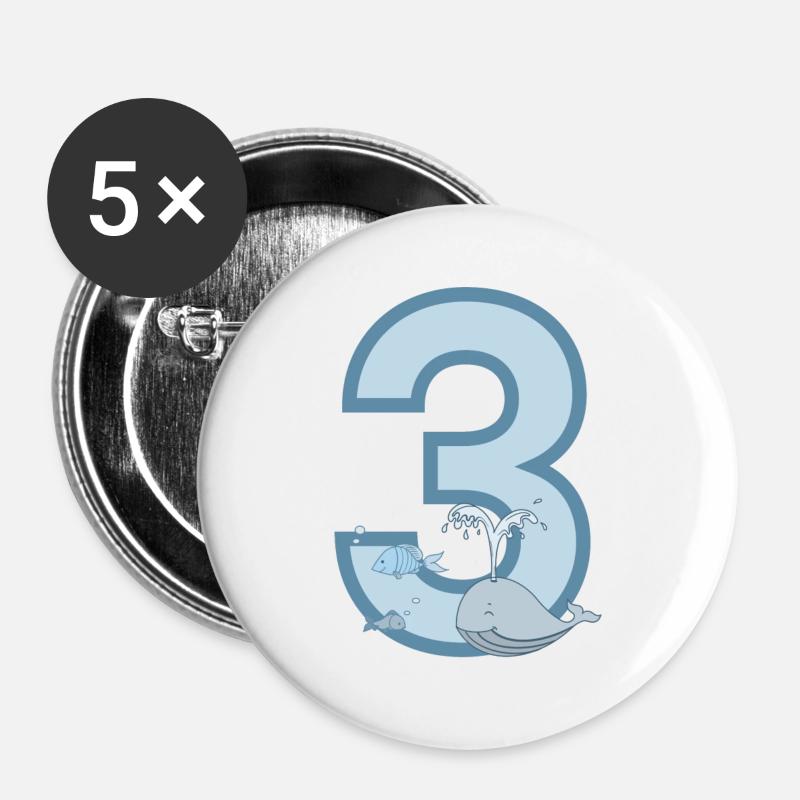 Number 3 - Buttons large 2.2''/56 mm (5-pack) - white