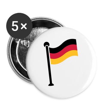 Gehisste Deutschlandfahne / German Flag (3c) - Buttons groß 56 mm (5er Pack) - Weiß - Vorne