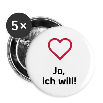 Ja ich will - Buttons groß 56 mm (5er Pack) - Weiß - Vorne