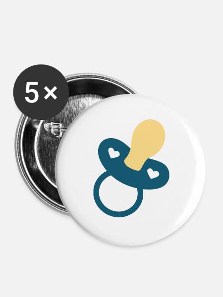 Baby Geburt 2026 Geschenk Geschenkidee - Buttons groß 56 mm (5er Pack) - Weiß
