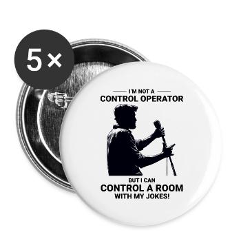 Ham Radio Operator Stand-Up Comedy Control Room - Buttons large 2.2''/56 mm (5-pack) - white - Front